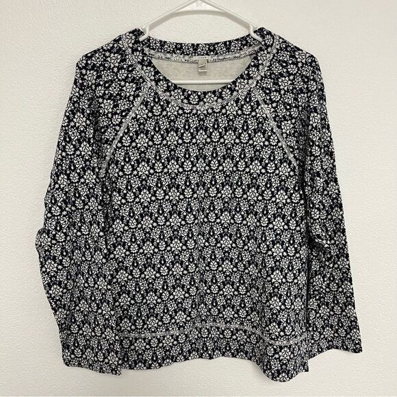 J Crew NWOT Long Sleeve Floral Sweatshirt 95% Cotton Accent Stitched Size M - Picture 2 of 7